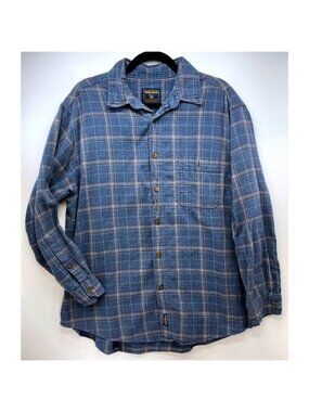 Woolrich Blue Plaid Button Up Shirt Sz X Gorpcore Grunge Outdoor Layering